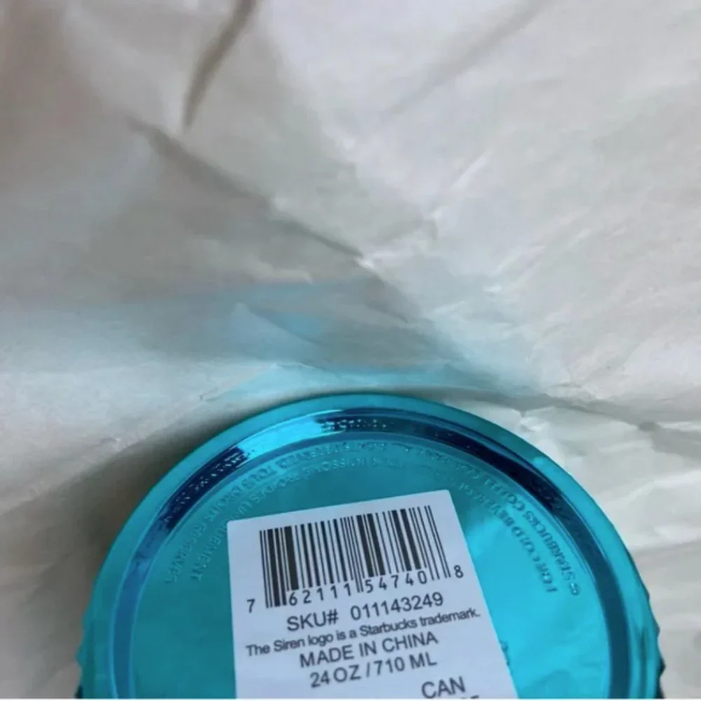 NEW Starbucks Blue Chrome Studded Splash Bling Cold Cup